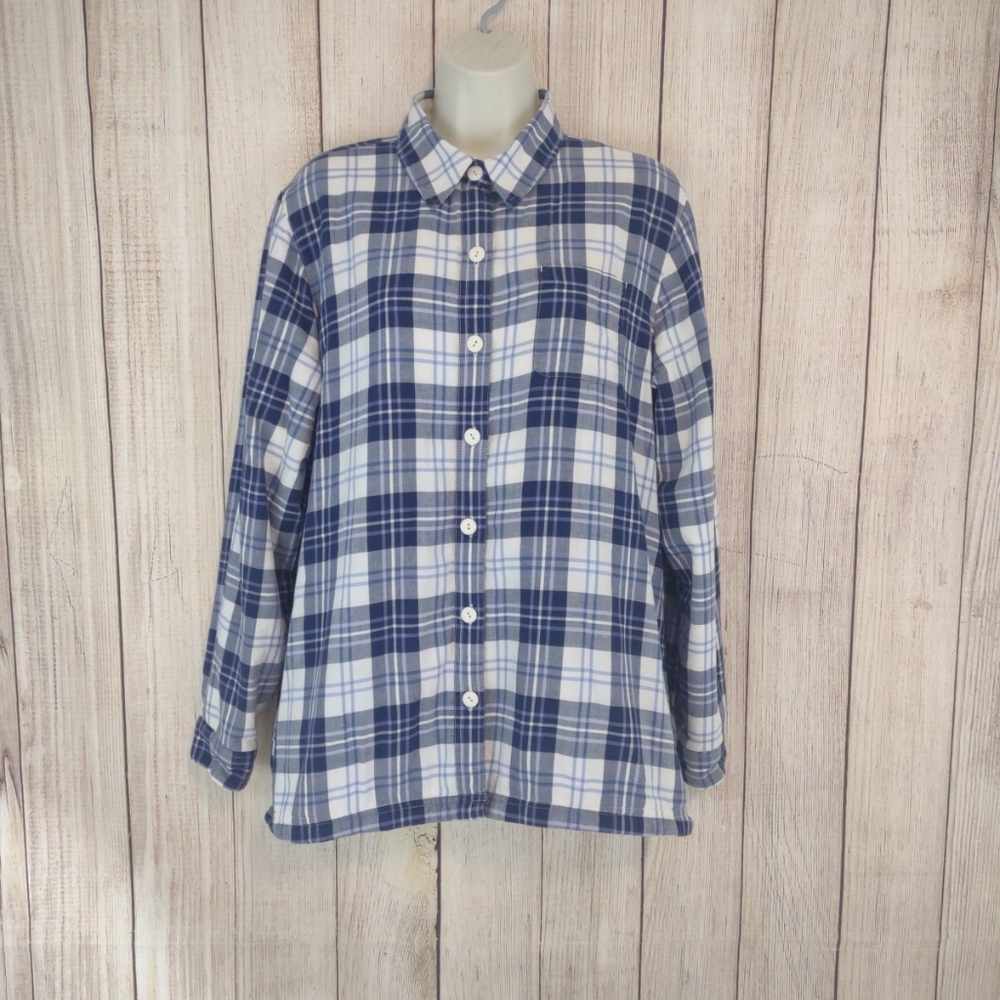 LL Bean plaid fleece lined flannel Shacket/ shirt medium